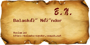 Balaskó Nándor névjegykártya